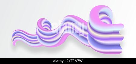 Purple Bubblegum or Cream Candy Abstract Wave 3D Isolated Splash Illustration Stock Vector