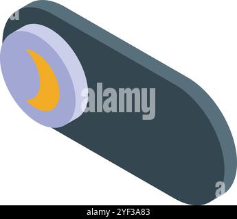 Toggle switch with crescent moon icon activating night mode on electronic device for better sleep Stock Vector
