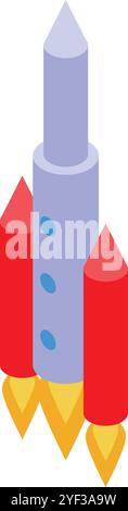 Rocket launching from earth, starting its journey to explore the vastness of space Stock Vector