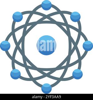 Atom structure showing electrons orbiting around nucleus, scientific illustration Stock Vector