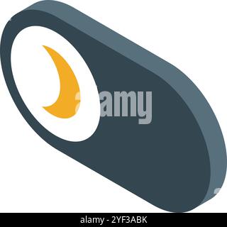 Sleep mode button displaying crescent moon, indicating nighttime setting for rest and relaxation Stock Vector