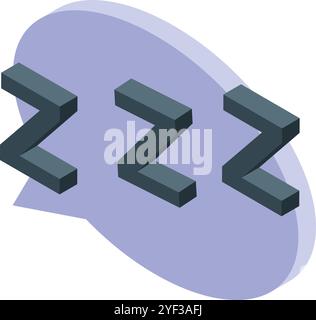 Three zzz grey letters hovering over a light purple speech bubble, representing sleeping, snoring, and resting Stock Vector