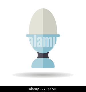 Soft boiled egg in an egg cup vector icon. Kitchen appliance. Graph symbol for cooking web site design, logo, app, UI Stock Vector