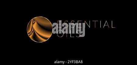 Essential Oils Gold Illustration on Black Background Stock Vector