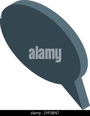 Simple dark gray speech bubble floating in isometric view, representing communication and messaging Stock Vector