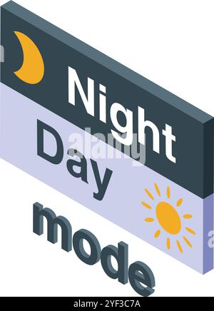 Toggle displaying night or day mode with sun and moon icons Stock Vector