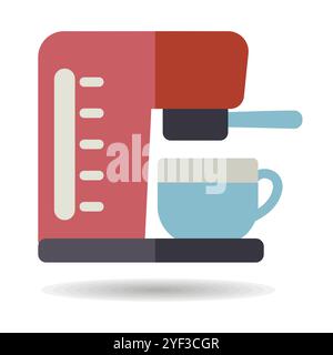Coffee machine with cup vector icon for home, restaurant, cafe or office. Electric kitchen appliance. Graph symbol for cooking web site design, logo Stock Vector