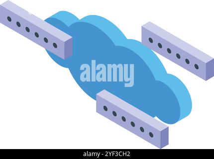 Servers connecting to a data cloud, representing cloud computing and data storage Stock Vector