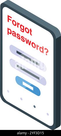 Phone displaying forgot password page requesting login information for account recovery Stock Vector