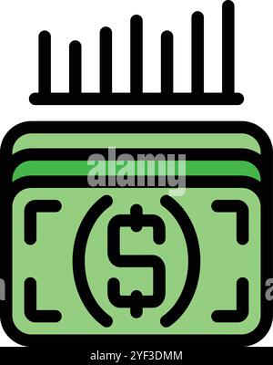 This color icon representing money increasing is ideal for projects related to finance, investments, and business success Stock Vector