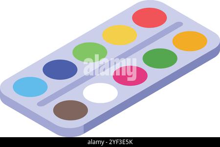 Vibrant watercolor palette with various colors, ready for painting and creative expression Stock Vector