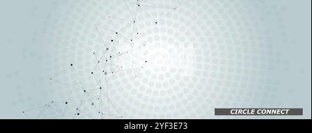 Vector molecules with lines and dots black color on banner background Stock Vector
