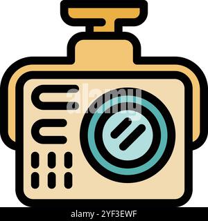 Modern dash cam is recording the traffic on the road Stock Vector