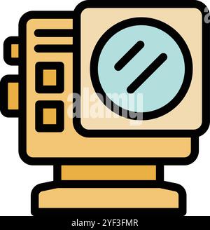Total station scanner icon, surveying geodetic equipment symbol in color icon style Stock Vector