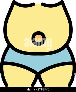 Cartoon drawing of a woman body showing excess belly fat gaining weight Stock Vector