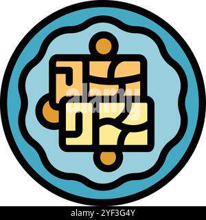 This icon represents the biology of skin with cells and nucleus, useful for explaining skincare or dermatology topics Stock Vector
