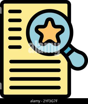 Magnifying glass is analyzing document, emphasizing concept of searching for valuable data and highlighting key findings Stock Vector