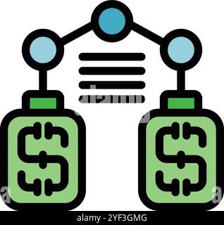 This icon represents a digital payment system connecting two digital wallets for seamless money transfers Stock Vector