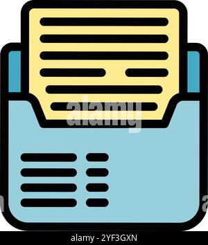 This colorful icon design depicts a folder containing a document, symbolizing data organization and archiving Stock Vector
