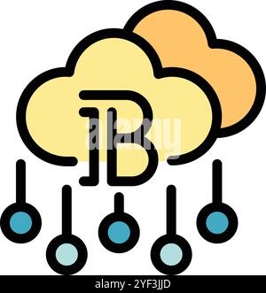 This vector icon represents the concept of bitcoin cryptocurrency mining from cloud data servers Stock Vector
