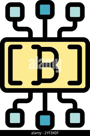 Vector illustration depicting the bitcoin network connecting with multiple devices, symbolizing the decentralized and interconnected nature of cryptocurrency Stock Vector