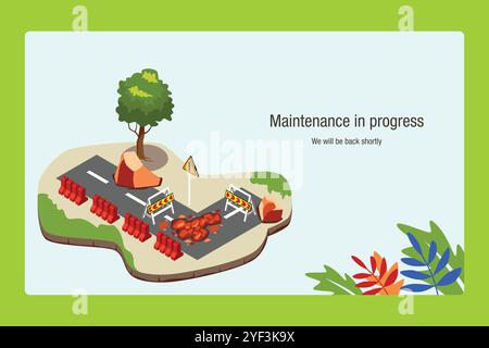 A vector illustration of Under Maintenance Construction Error Page Stock Vector