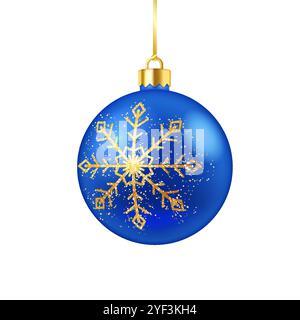 Blue New Year bauble with snowflake vector illustration Stock Vector