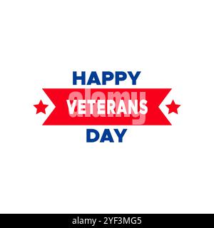Happy Veterans Day Typography Logo with Stars for Celebration United States of America Veteran Holiday in November. isolated on white Stock Vector