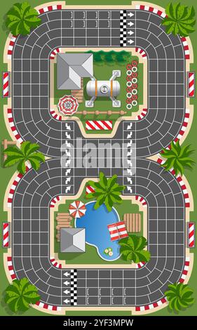 Race track. Board game. View from above. Vector illustration. Stock Vector
