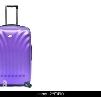 Purple travel luggage isolated on the white background copy space Stock Photo