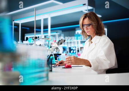 Medicine Clinic Discovery And Health Care. Scientist In Laboratory Stock Photo