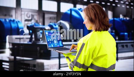 Technician Doing Industrial Inspection Using Tablet Technology Stock Photo