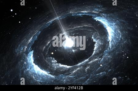 Highly magnetized rotating neutron star Stock Photo