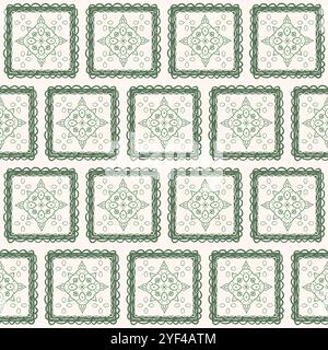 Backsplash tiled seamless pattern with line ornament. Geometric scribble endless background. Vector hand drawn flat illustration. Stock Vector