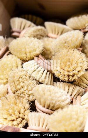 Sustainable eco scrubbing brushes at Søstrene Grene in Tottenham Court Road, London, England Stock Photo
