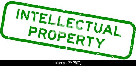 Grunge green intellectual property word square rubber seal stamp on white background Stock Vector