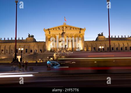 View of the Austrian Parliament Building, Vienna, Austria, Europe. Stock Photo