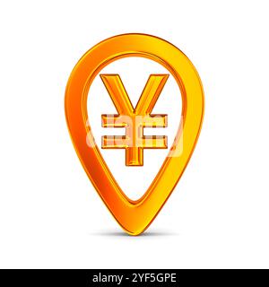 Orange pointer marker on white background. Isolated 3D illustration Stock Photo