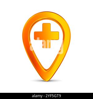 Orange pointer marker on white background. Isolated 3D illustration Stock Photo