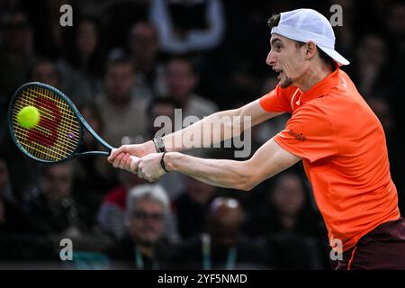 Paris, France. 03rd Nov, 2024. Ugo HUMBERT of France during the seventh day of the Rolex Paris Masters 2024, ATP Masters 1000 tennis tournament on November 03, 2024 at Accor Arena in Paris, France - Photo Matthieu Mirville/DPPI Credit: DPPI Media/Alamy Live News Stock Photo