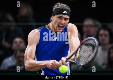 Paris, France. 03rd Nov, 2024. Alexander ZVEREV of Germany during the seventh day of the Rolex Paris Masters 2024, ATP Masters 1000 tennis tournament on November 03, 2024 at Accor Arena in Paris, France - Photo Matthieu Mirville/DPPI Credit: DPPI Media/Alamy Live News Stock Photo