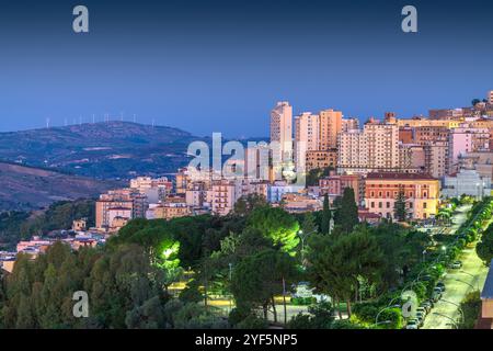 Agrigento, Sicily, Italy cityscape at twilight. Stock Photo