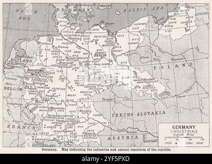 Vintage map of Germany Industrial, 1930s. Stock Photo