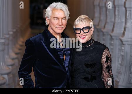 MIRACLE MILE, LOS ANGELES, CALIFORNIA, USA - NOVEMBER 02: Baz Luhrmann and wife Catherine Martin arrive at the 13th Annual LACMA Art + Film Gala 2024 presented by Gucci held at the Los Angeles County Museum of Art on November 2, 2024 in Miracle Mile, Los Angeles, California, United States. (Photo by Xavier Collin/Image Press Agency) Stock Photo