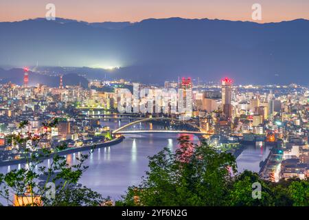 Kochi, Shikoku, Japan downtown city skyline at dusk. Stock Photo