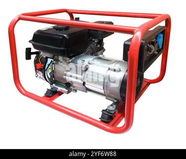 Red Framed Portable Power Generator Stock Photo
