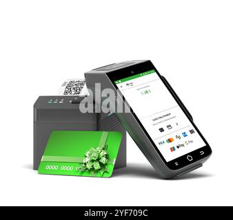 contactless payment by card through the payment receipt terminal 3d ...