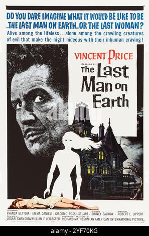 The Last Man on Earth (1964) directed by Sidney Salkow and starring Vincent Price, Franca Bettoia, and Emma Danieli. In a post-apocalyptic world, a lone survivor battles vampire-like creatures while struggling with isolation and despair. Photograph of an original 1964 fully restored and linen backed US one sheet poster ***EDITORIAL USE ONLY***. Credit: BFA / American International Pictures Stock Photo