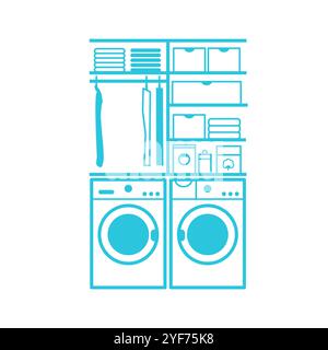 Simple Laundry Room storage. Isolated on white background. Stock Vector