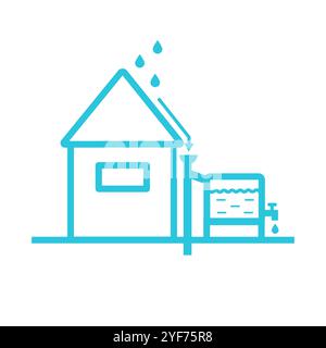 Rainwater harvesting icon. Sustainability. Isolated on white background. From blue icon set. Stock Vector